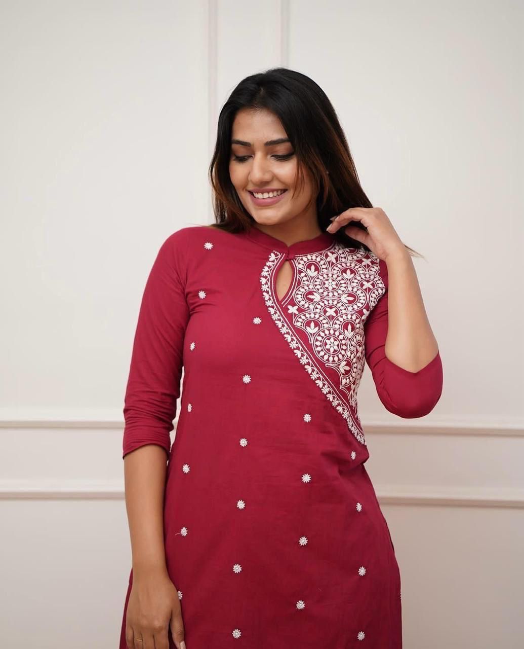 Trendy Cotton kurta with pant set for woman