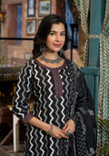 Printed Thread Work Straight Kurta With Trousers & Dupatta