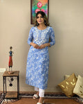 Rayon Printed Embroidery Kurti & Lace Work Pant