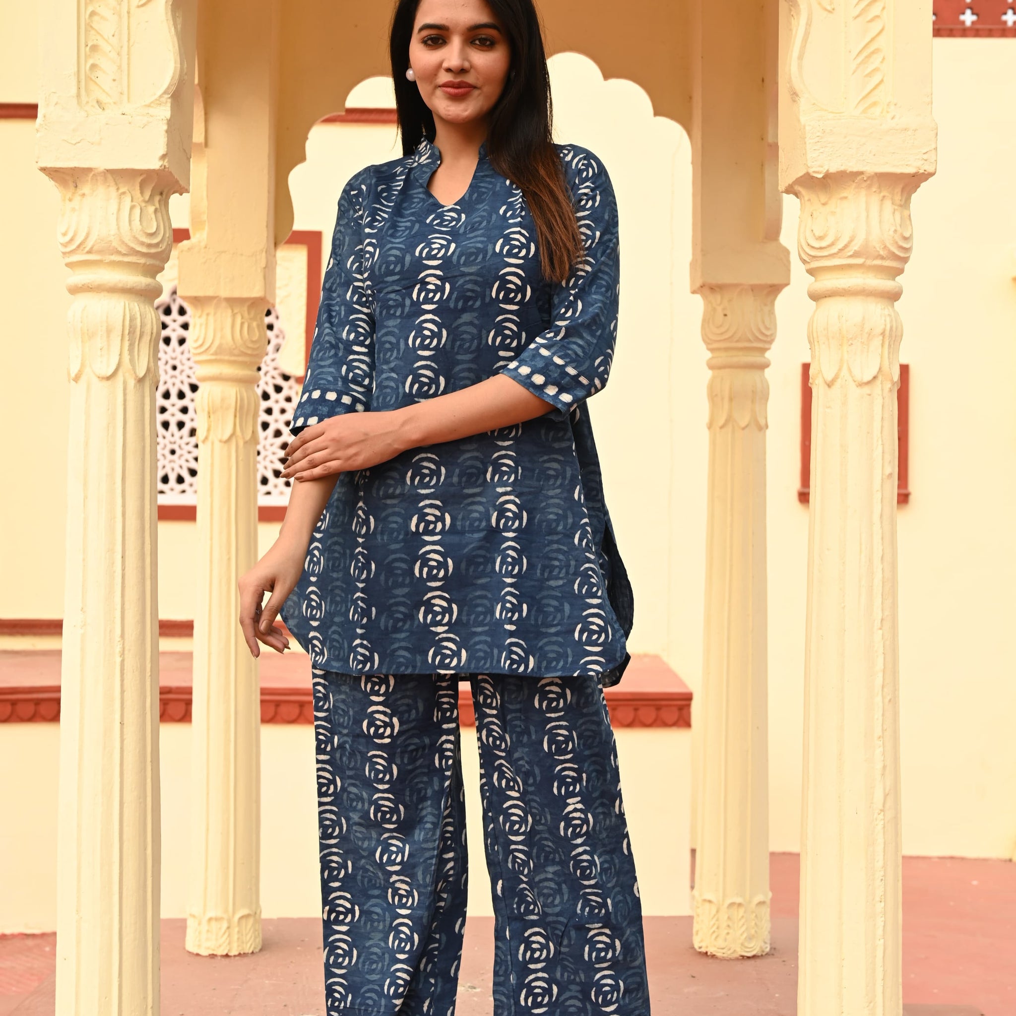 Blue Mosaic Co-ord Set for Women