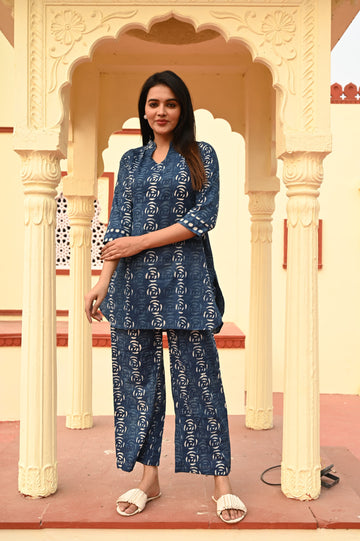 Blue Mosaic Co-ord Set for Women