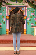 Mehndi Green Cotton Printed Peplum Top