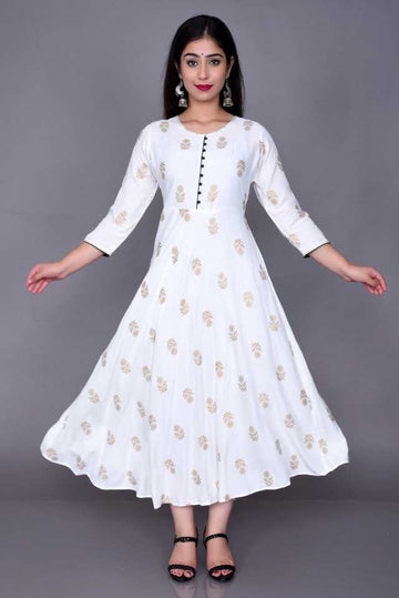 Aman Rayon Kurtis For Women (White, S) - Anjali & Harry