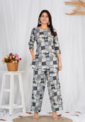 Women Cotton Black Block Print Co-ords Set