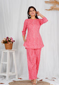 Women Comfortable Cotton Pink Leheriya Print Co-ords Set