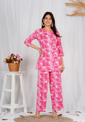 Women Cotton Pink Block Print Co-ords Set