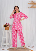 Women Cotton Pink Block Print Co-ords Set