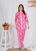 Women Cotton Pink Block Print Co-ords Set