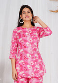 Women Cotton Pink Block Print Co-ords Set