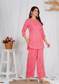 Women Comfortable Cotton Pink Leheriya Print Co-ords Set