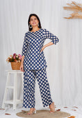 Women Comfortable Cotton Indigo Block Print Co-ords Set