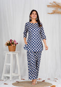 Women Comfortable Cotton Indigo Block Print Co-ords Set