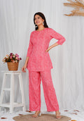 Women Comfortable Cotton Pink Leheriya Print Co-ords Set