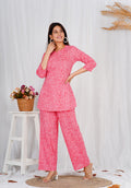 Women Elegant Cotton Pink Block Print Co-ords Set