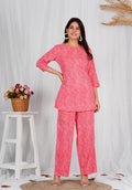 Women Comfortable Cotton Pink Leheriya Print Co-ords Set