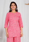 Women Elegant Cotton Pink Block Print Co-ords Set