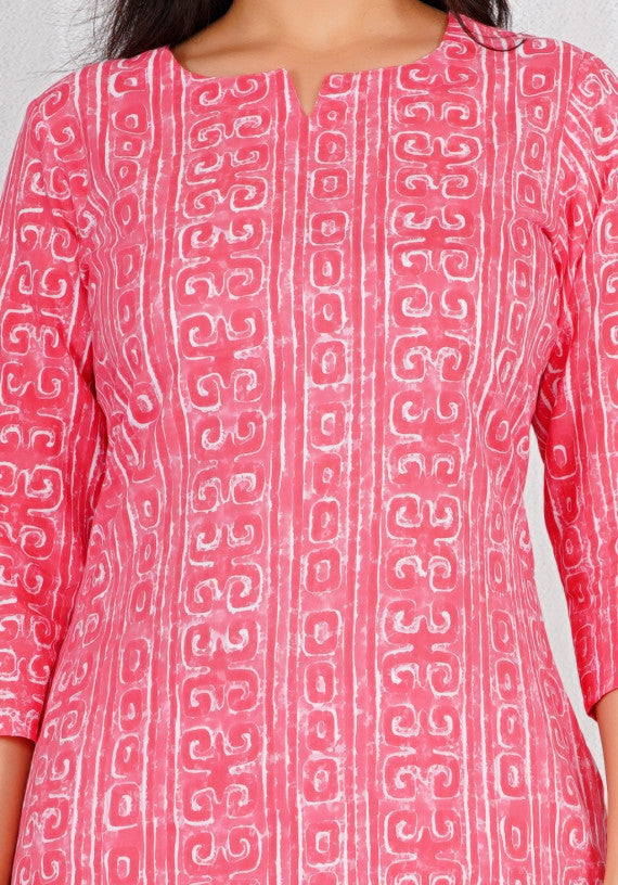 Women Elegant Cotton Pink Block Print Co-ords Set