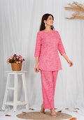 Women Elegant Cotton Pink Block Print Co-ords Set