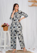 Women Cotton Black Block Print Co-ords Set